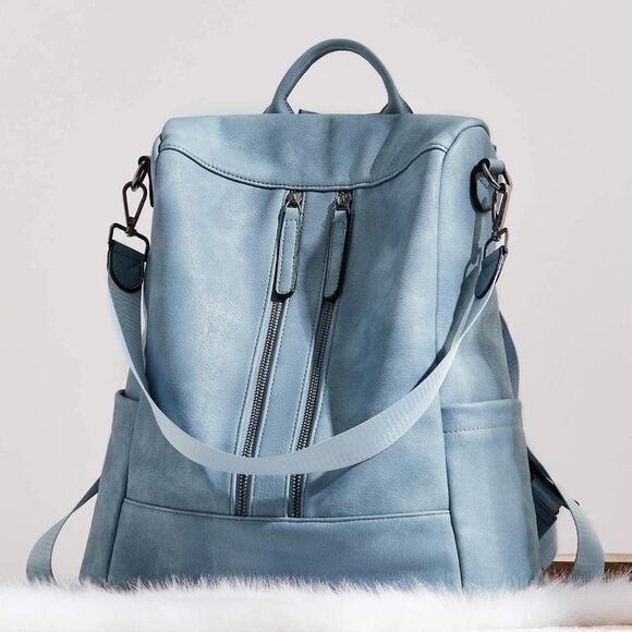OLYE Leather Backpack for Women- BLUE